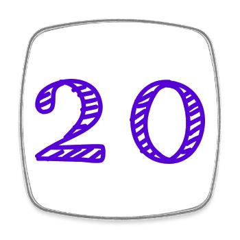 20. 20 ANS. 20e ANNIVERSAIRE. ANNIVERSAIRE 20 ANS. - Magnet carré - blanc - Devant