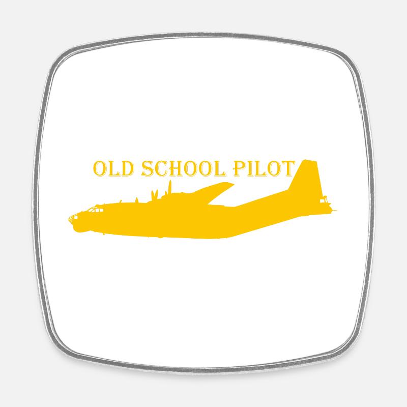old school pilot An-12 - Viereckiger Kühlschrankmagnet - Weiß