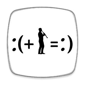 Clarinet Makes Me Happy, Happiness Formula - Square fridge magnet - white - Front
