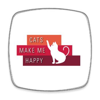 Cats make me happy - Typography - Viereckiger Kühlschrankmagnet - Weiß - Vorne
