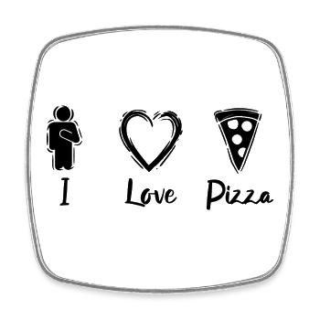 Ich mag Pizza - Viereckiger Kühlschrankmagnet - Weiß - Vorne