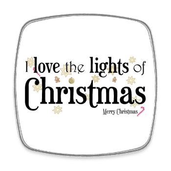 Ich liebe Weihnachtslichter, Englisch - Viereckiger Kühlschrankmagnet - Weiß - Vorne