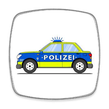 Polizeiauto in Blau und Gelb - Viereckiger Kühlschrankmagnet - Weiß - Vorne