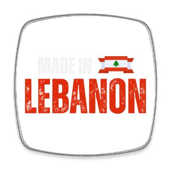Hergestellt im Libanon, libanesischer Stolz - Viereckiger Kühlschrankmagnet - Weiß - Vorne