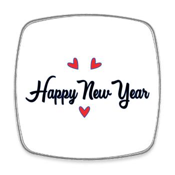 HAPPY NEW YEAR - Magnet carré - blanc - Devant