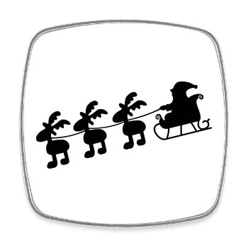 Weihnachtsmann mit Schlitten - Viereckiger Kühlschrankmagnet - Weiß - Vorne