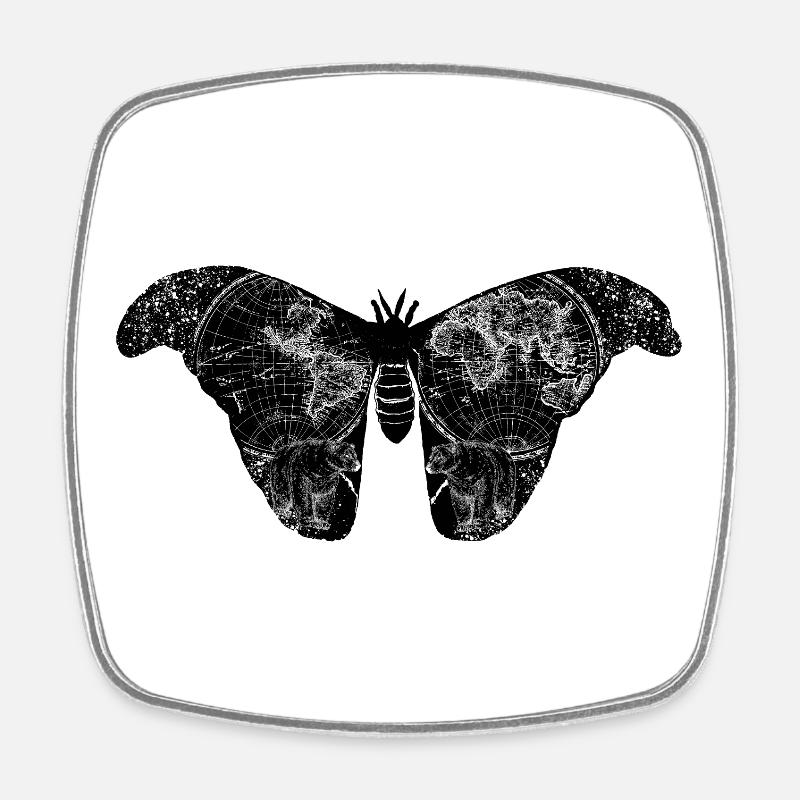 ATTACUS & WORLD MAP - Square fridge magnet - white