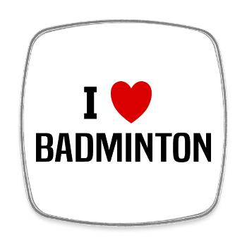I love badminton - Magnet carré - blanc - Devant