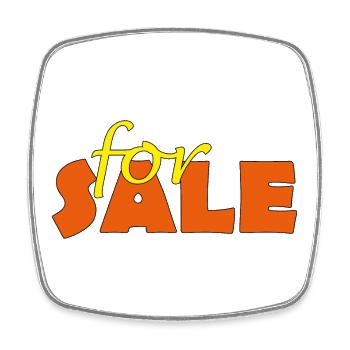 FOR SALE - Viereckiger Kühlschrankmagnet - Weiß - Vorne