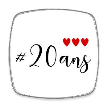 20. 20e ANNIVERSAIRE. ANNIVERSAIRE 20 ANS. 20 ANS. - Magnet carré - blanc - Devant