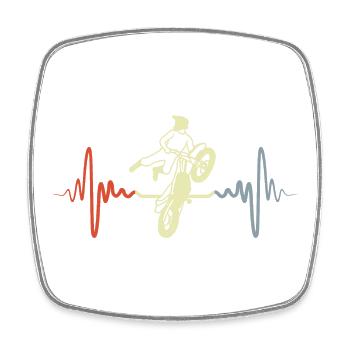 Retro Motocross Heart Line - Square fridge magnet - white - Front
