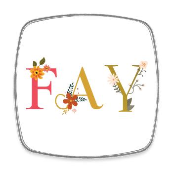 FAY name decorated with flowers - Square fridge magnet - white - Front
