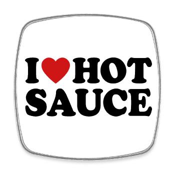 I Love Hot Sauce - Square fridge magnet - white - Front