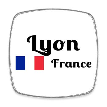 Lyon France- Imprimés stylés - Magnet carré - blanc - Devant