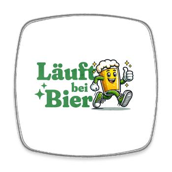 Läuft bei Bier - Viereckiger Kühlschrankmagnet - Weiß - Vorne