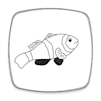 Clownfish - Graphic black and white - Square fridge magnet - white - Front