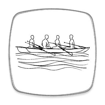 Rudermannschaft Line Art - Viereckiger Kühlschrankmagnet - Weiß - Vorne