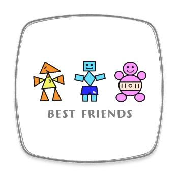 Best Friends Trio Geometrische Spielzeuge - Viereckiger Kühlschrankmagnet - Weiß - Vorne