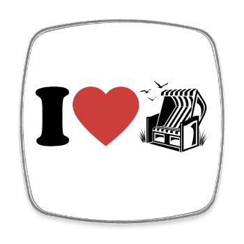 I Love Beach Chair - Heart - Hobby - Square fridge magnet - white - Front