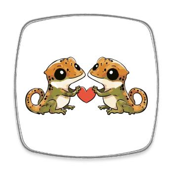 Couple de lézards amoureux Gecko Saint-Valentin - Magnet carré - blanc - Devant