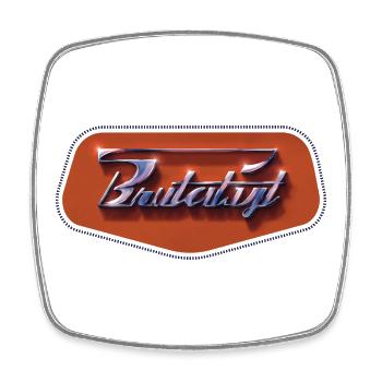 Brutalist – Chrome Retro Futuristic Emblem - Viereckiger Kühlschrankmagnet - Weiß - Vorne