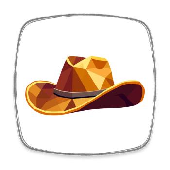 Chapeau de cow-boy – Illustration western géométrique - Magnet carré - blanc - Devant