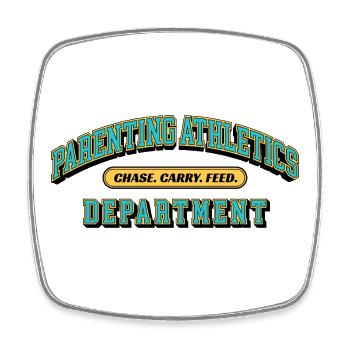 Parenting Athletics Department - Eltern Design - Viereckiger Kühlschrankmagnet - Weiß - Vorne