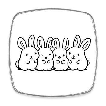 Équipe de lapins mignons - Magnet carré - blanc - Devant