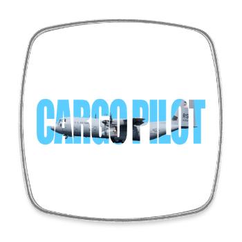 Cargo pilot C-130 - Square fridge magnet - white - Front