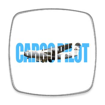 Cargo pilot C-141 - Square fridge magnet - white - Front