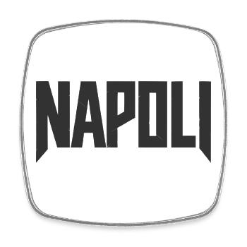 Napoli Schriftzug schwarz - Neapel Schrift schwarz - Viereckiger Kühlschrankmagnet - Weiß - Vorne