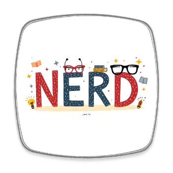 Nerd en lettres géantes et lunettes - Magnet carré - blanc - Devant