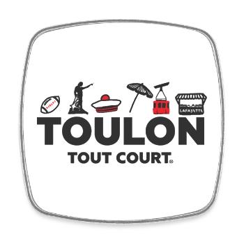 Toulon Tout Court, symboles rouge et noir - Magnet carré - blanc - Devant