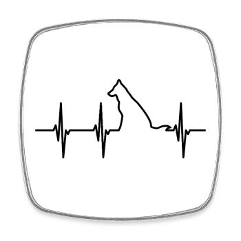Hunde EKG Herschlag - Viereckiger Kühlschrankmagnet - Weiß - Vorne