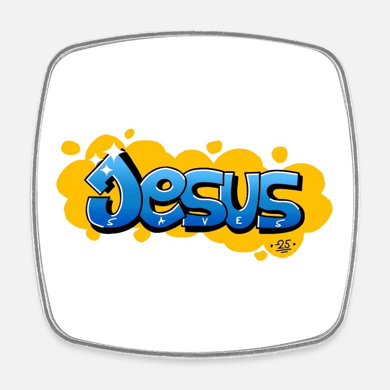 Jesus saves - Square fridge magnet - white