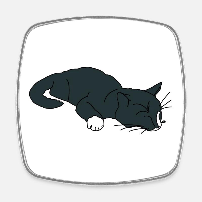 Schlafende Katze - Viereckiger Kühlschrankmagnet - Weiß