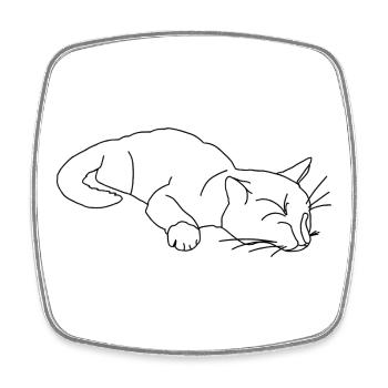 Croquis du chat endormi - Magnet carré - blanc - Devant