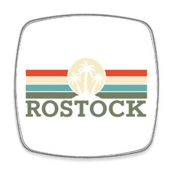 Rostock Retro Palms - Viereckiger Kühlschrankmagnet - Weiß - Vorne