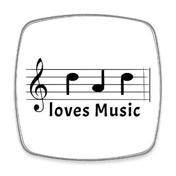 Dad loves Music in Notenschrift Noten für Musiker - Viereckiger Kühlschrankmagnet - Weiß - Vorne