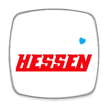 Made in Hessen Logo mit Herz - Viereckiger Kühlschrankmagnet - Weiß - Vorne