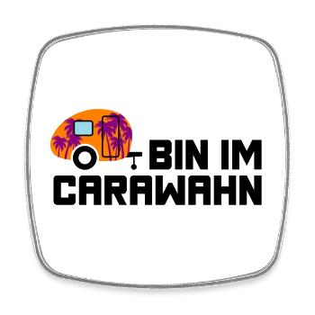 Caravane Palmiers Caravane Vacances Camping Camping-car - Magnet carré - blanc - Devant