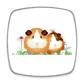 Two guinea pigs in the meadow – harmony - Square fridge magnet - white - Front