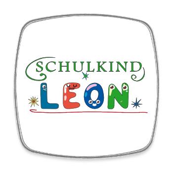 Schoolchild Leon - Square fridge magnet - white - Front