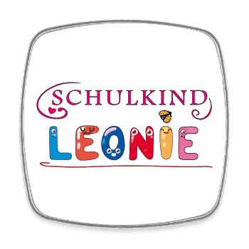 Schulkind Leonie Einschulung - Viereckiger Kühlschrankmagnet - Weiß - Vorne