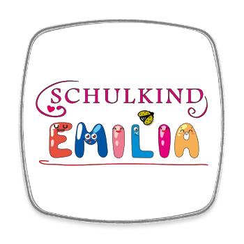 Schulkind Emilia Einschulung - Viereckiger Kühlschrankmagnet - Weiß - Vorne