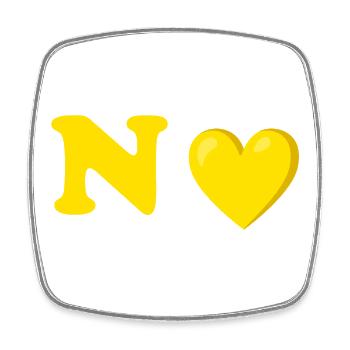 Conception de lettre de coeur jaune - Magnet carré - blanc - Devant