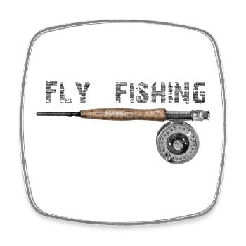 Fly fishing - Square fridge magnet - white - Front
