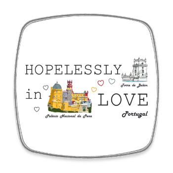 Portugal Amour, Dessin Palacio Pena, Tour de Belém - Magnet carré - blanc - Devant