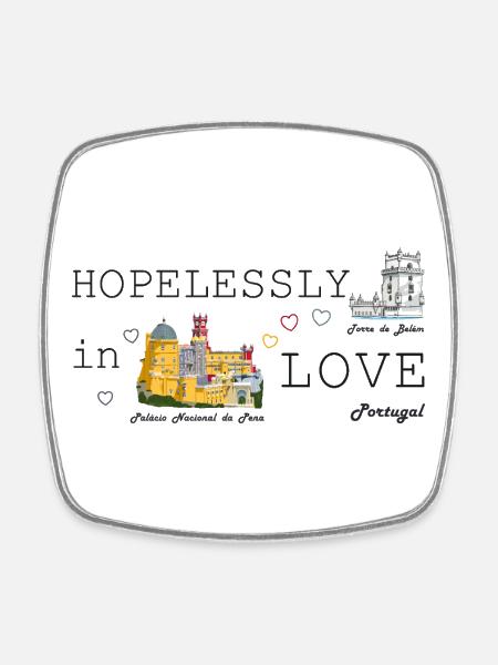 Portugal Amour, Dessin Palacio Pena, Tour de Belém - Magnet carré - blanc