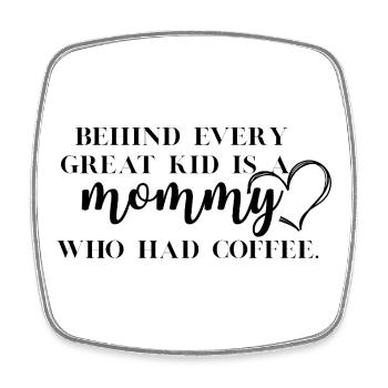 Funny Coffee Mom  - Square fridge magnet - white - Front